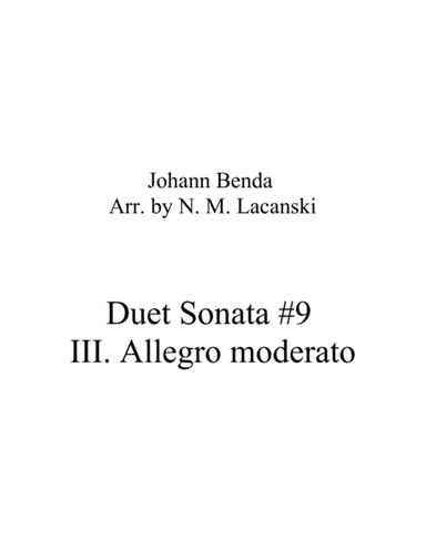Duet Sonata #9 Movement 3 Allegro moderato (arr. Nick Lacanski)