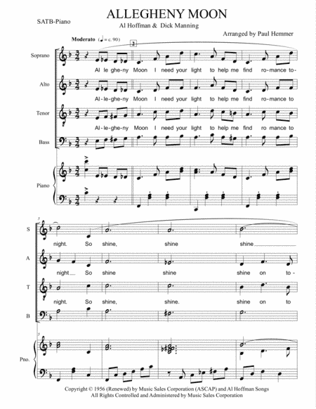Allegheny Moon (arr. Paul Hemmer)