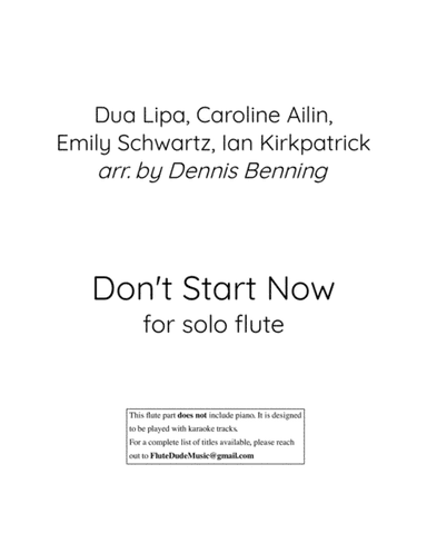 Don't Start Now (arr. Dennis Benning)