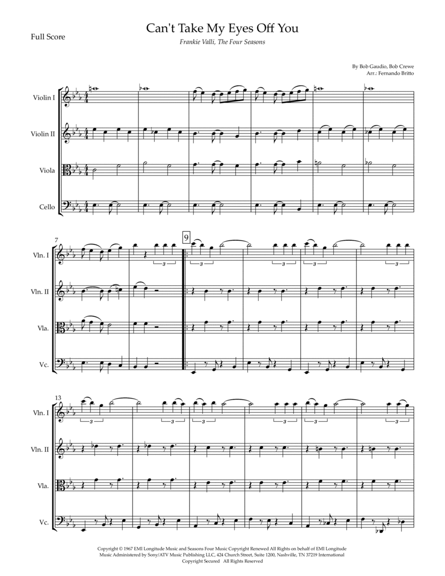 Can't Take My Eyes Off Of You (arr. Fernando Britto)