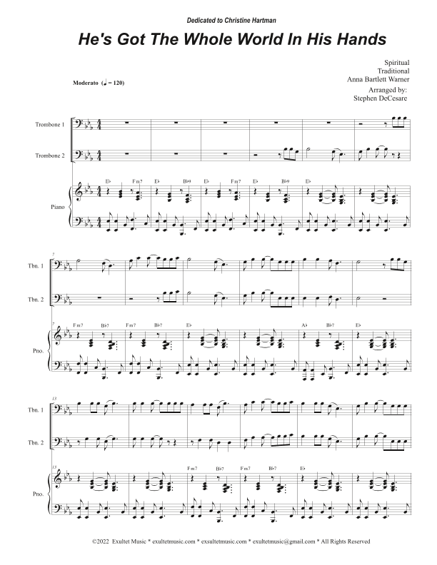 He's Got The Whole World In His Hands (Trombone Duet) (arr. Stephen DeCesare)
