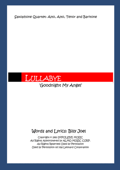 Lullabye (Goodnight, My Angel) (arr. Fiona Hickie)