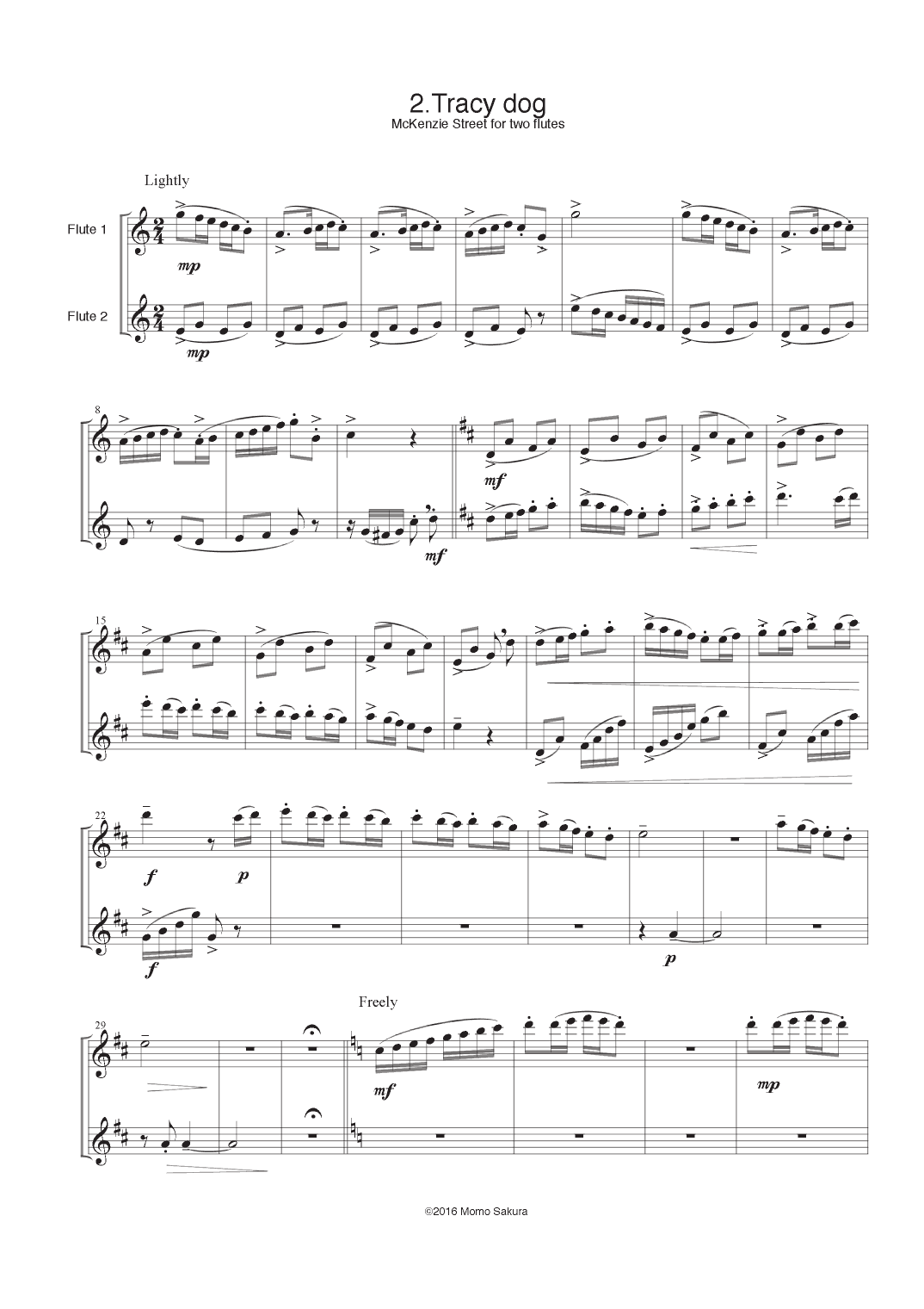 2. Tracy dog Mckenzie street for 2 Flutes/ Flute duet