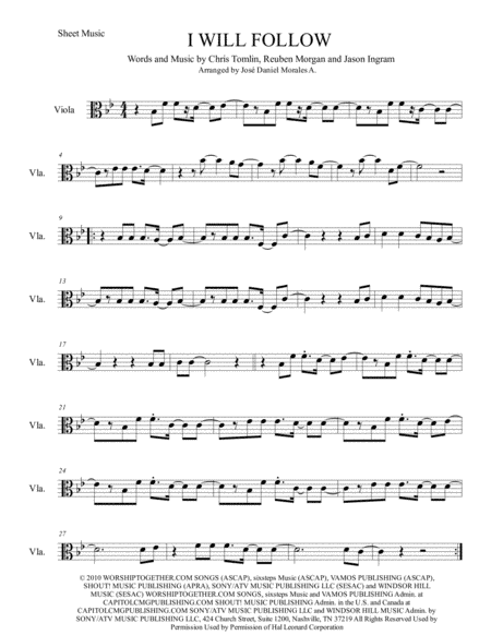 I Will Follow (arr. José Daniel Morales A.)