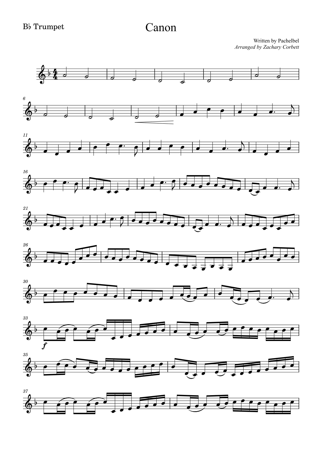 Canon (arr. Zachary Corbett)