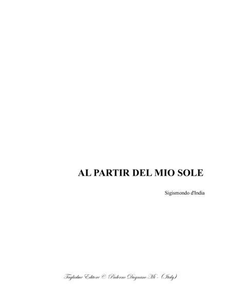 AL PARTIR DEL MIO SOLE - S. D'India - For SATTB Choir