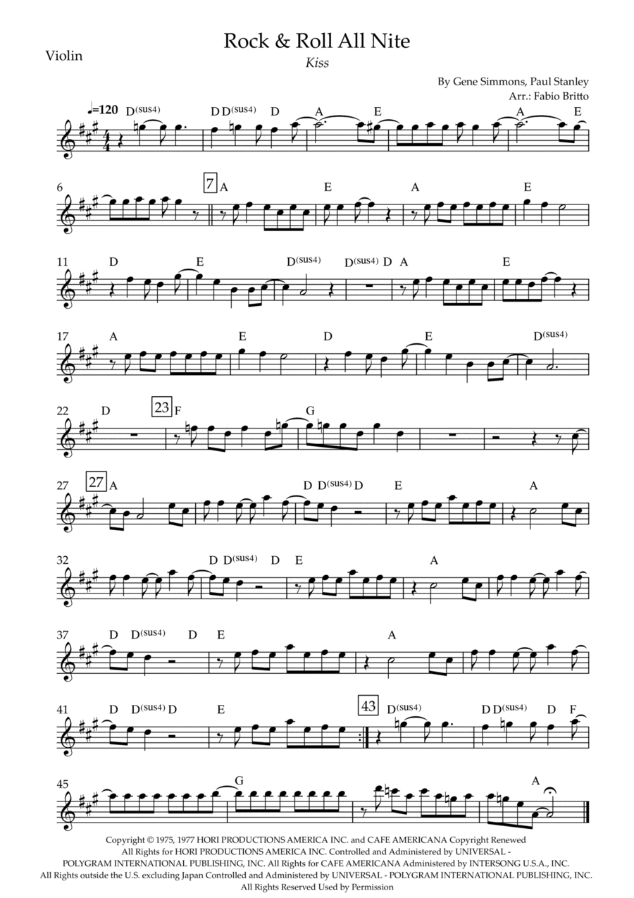 Rock And Roll All Nite (arr. Fabio Britto)