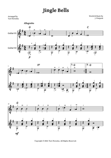Jingle Bells - Duet for Acoustic Guitar (Very Easy - Traditional Christmas) (arr. Yuri Noronha)