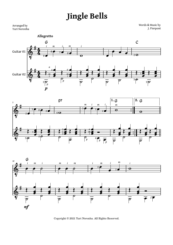 Jingle Bells - Duet for Acoustic Guitar (Very Easy - Traditional Christmas) (arr. Yuri Noronha)