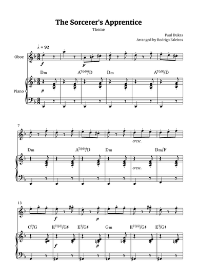 The Sorcerer's Apprentice theme (arr. Rodrigo Faleiros)