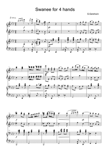 Swanee  for 4 hands piano (arr. pacomusique)