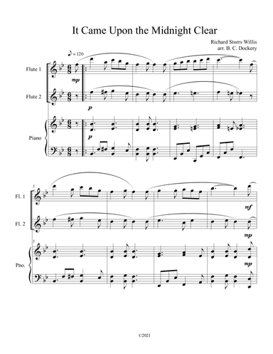 It Came Upon the Midnight Clear (Flute Duet with Piano Accompaniment) (arr. B. C. Dockery)