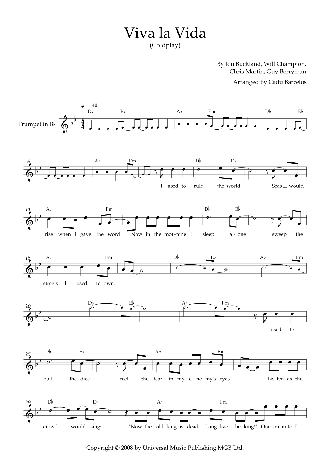 Viva La Vida (arr. Cadu Barcelos)