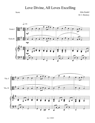 Love Divine, All Loves Excelling (Viola Duet with Piano Accompaniment) (arr. B. C. Dockery)