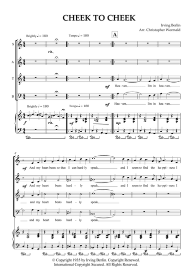 Cheek To Cheek (arr. Christopher Wormald)