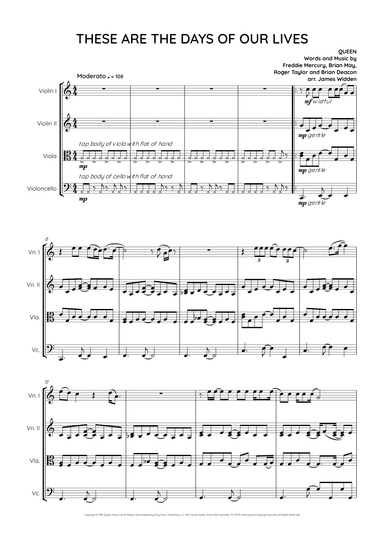 These Are The Days Of Our Lives (arr. James Widden)