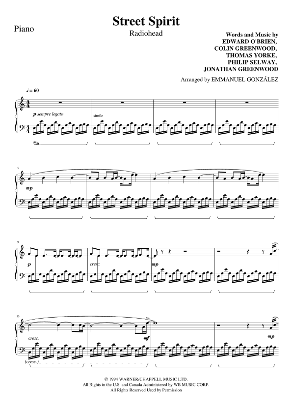 Street Spirit (fade Out) (arr. Emmanuel González)