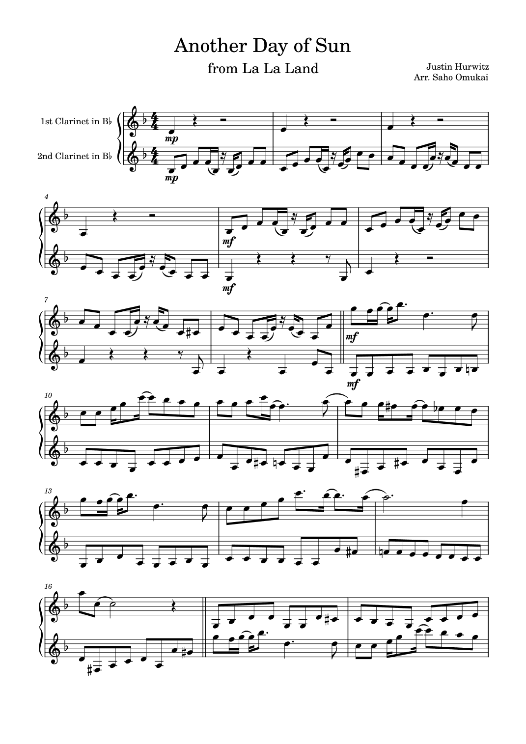 Another Day Of Sun (arr. Saho Omukai)