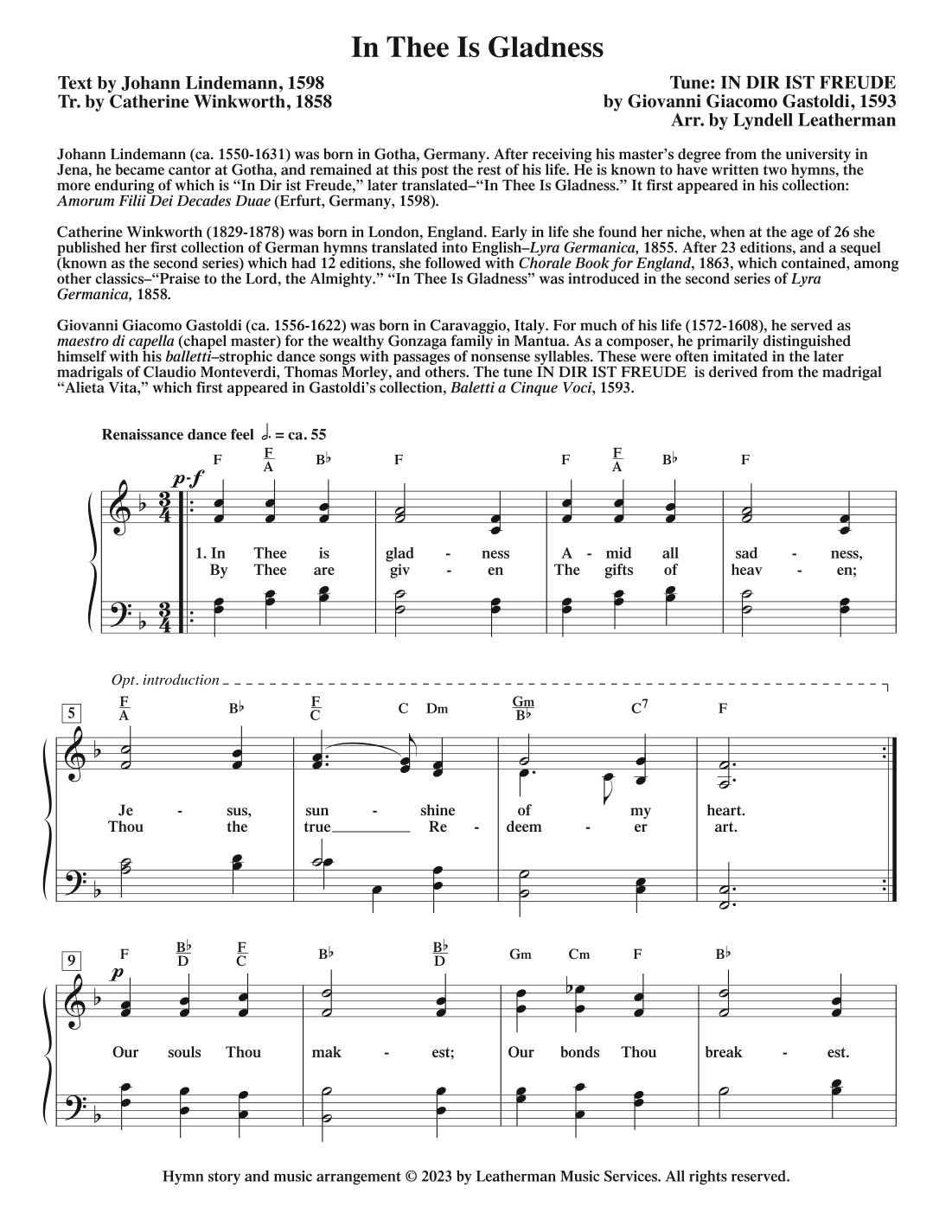 In Thee Is Gladness (arr. Lyndell Leatherman)