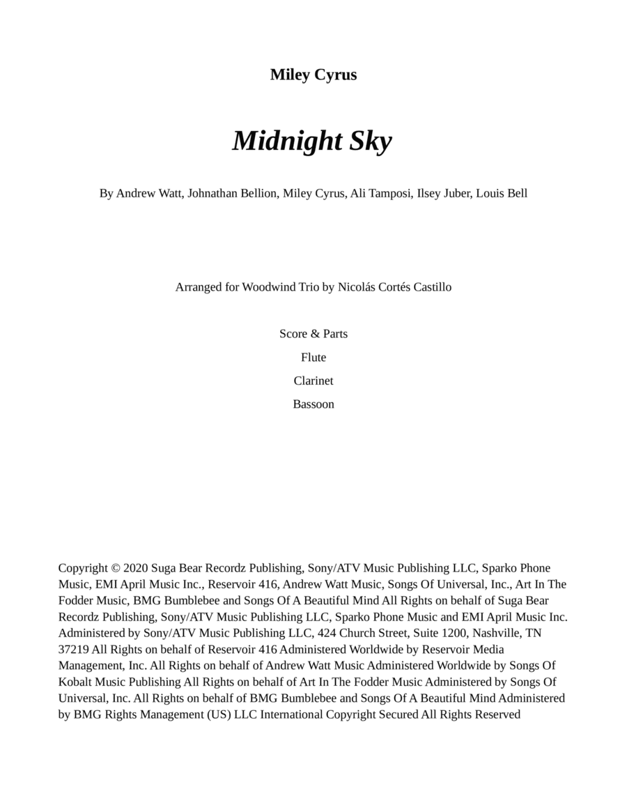 Midnight Sky (arr. Nicolás Cortés Castillo)