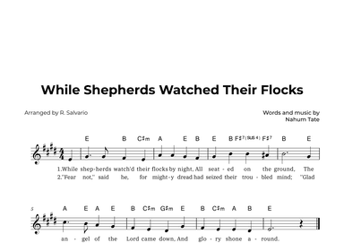 While Shepherds Watched Their Flocks (Key of E Major) (arr. R. Salvario)
