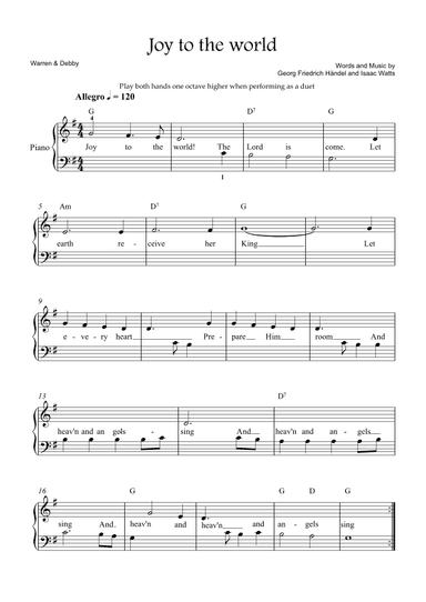Joy to the world (arr. Warren & Debby)