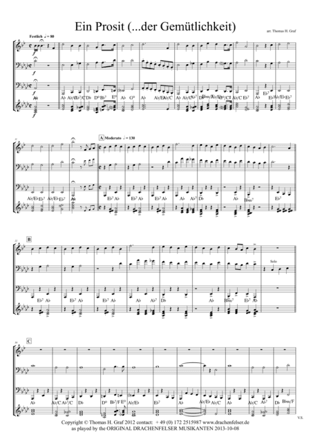 Ein Prosit - German Folk Song - Oktoberfest - German Band (arr. Thomas H. Graf)