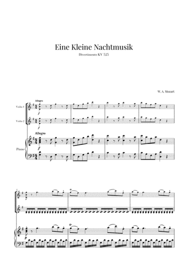 Eine Kleine Nachtmusik for 2 Violins and Piano (arr. Cadenza Editions)