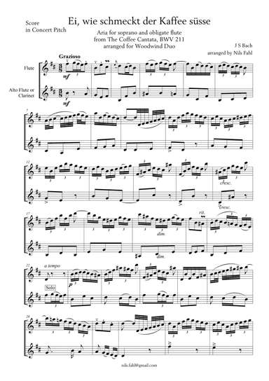 J S Bach Aria from the Coffee Cantata arranged for Woodwind Duo (arr. Nils Fahl)