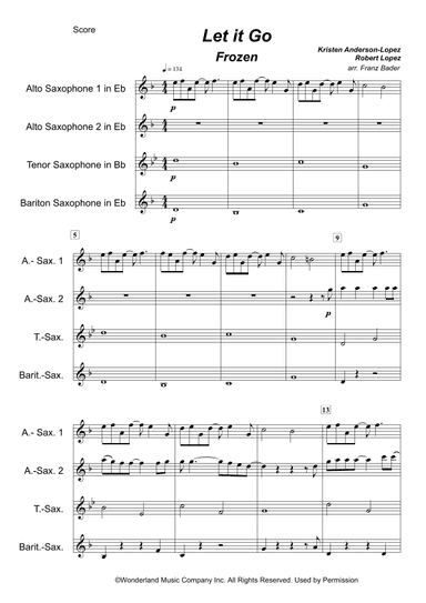 Let It Go (arr. Franz Bader moringa-music.com)