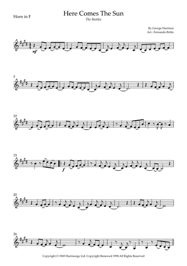 Here Comes The Sun (arr. Fernando Britto)