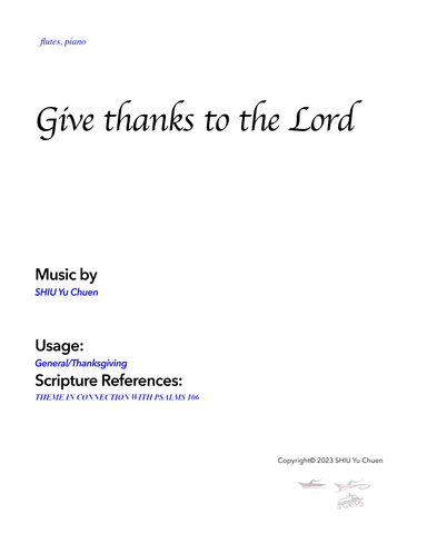 Give thanks to the Lord - Score Only