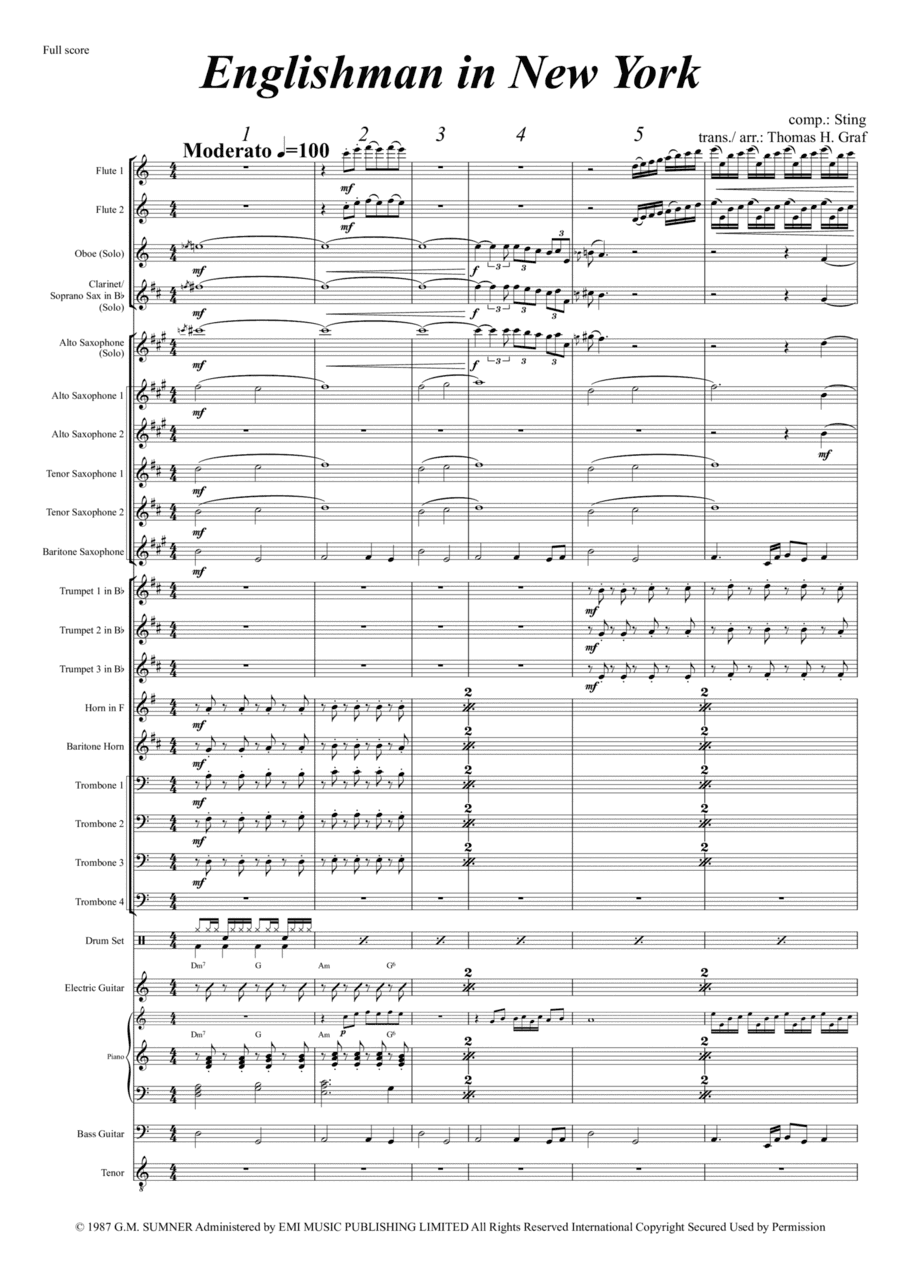 Englishman In New York (arr. Thomas Graf)