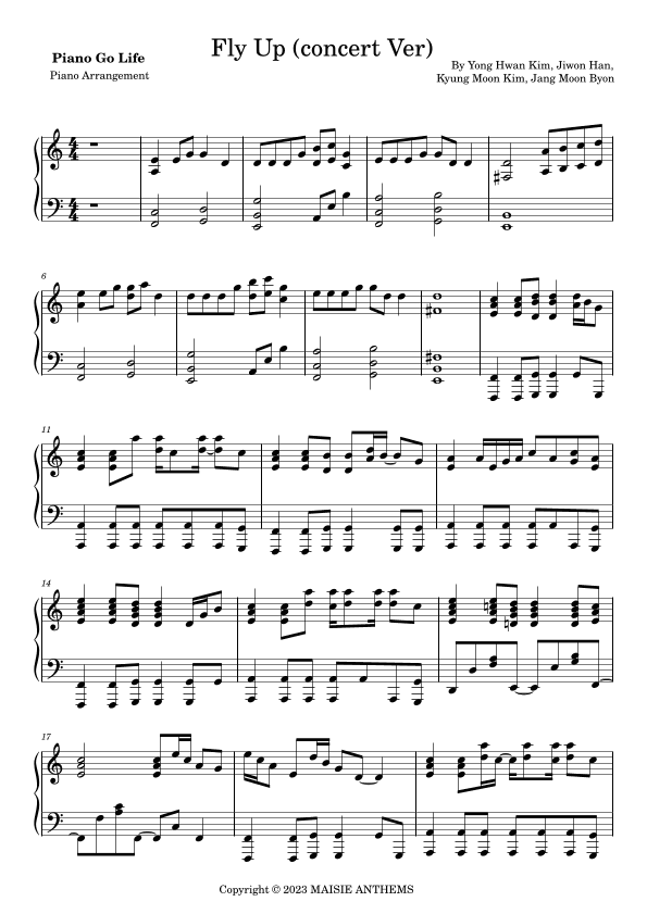 Fly Up (concert Ver) (arr. Piano Go Life)