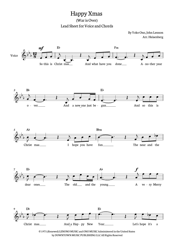 Happy Xmas (war Is Over) (arr. Heisenberg)