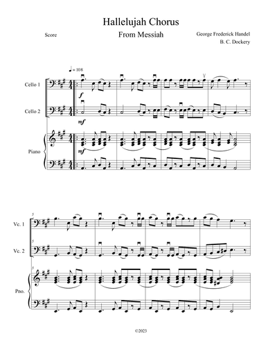 Hallelujah Chorus from Messiah (Cello Duet with Piano Accompaniment) (arr. B. C. Dockery)