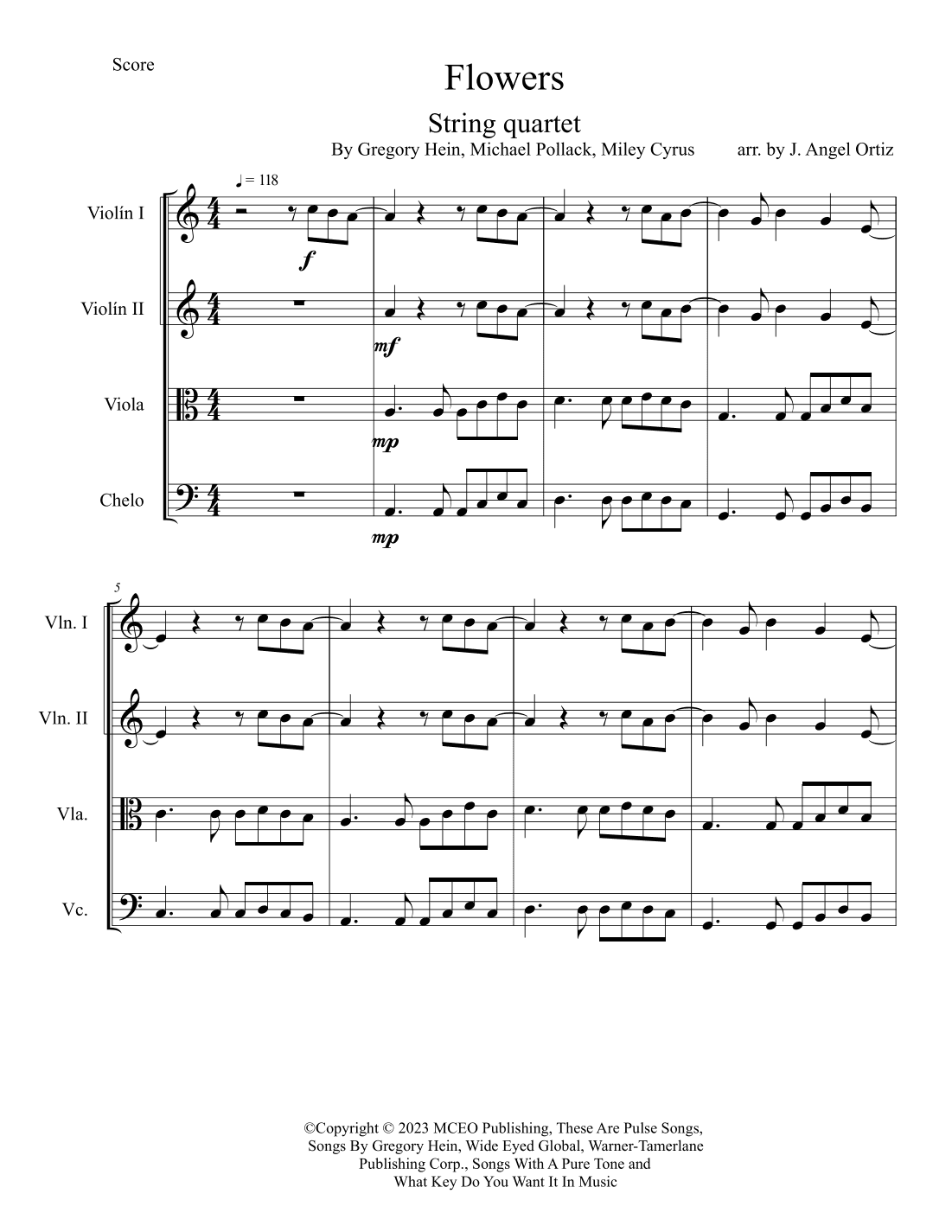 Flowers (arr. José angel Ortiz ramirez)