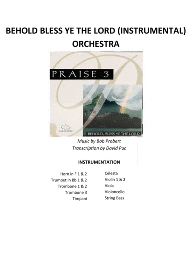 Maranatha Singers Behold bless ye the Lord Instrumental - Score + Set of parts (arr. Transcription by David Puc Narváez)