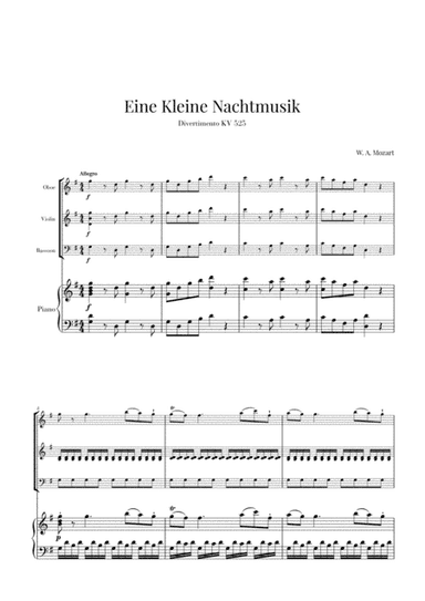 Eine Kleine Nachtmusik for Oboe, Violin, Bassoon and Piano (arr. Cadenza Editions)