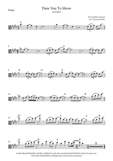 Dare You To Move (arr. Fernando Britto)