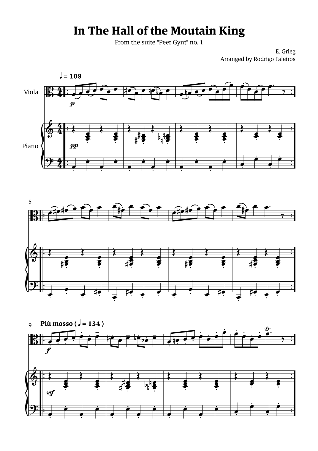 In the Hall of the Mountain King (for viola solo w/ piano accompaniment) (arr. Rodrigo Faleiros)