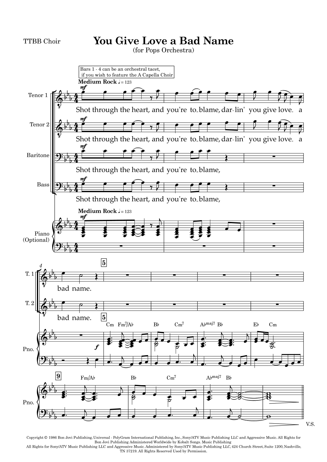 You Give Love A Bad Name (arr. Brett A Foster)