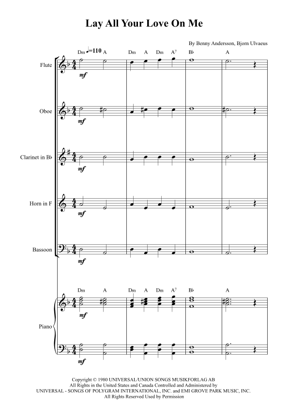 Lay All Your Love On Me (arr. Karen Gueiros)