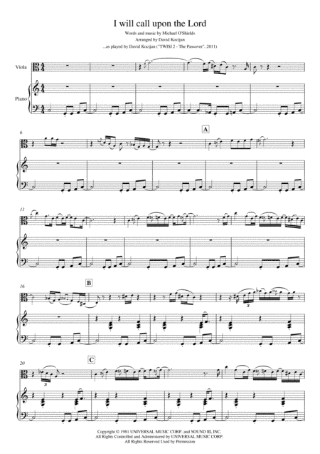 I Will Call Upon The Lord (arr. David Kocijan)