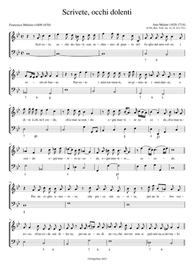 Scrivete occhi dolenti (arr. Early Music Scores)