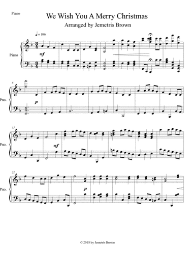 We Wish You A Merry Christmas (intermediate piano solo) (arr. Jemetris Brown)