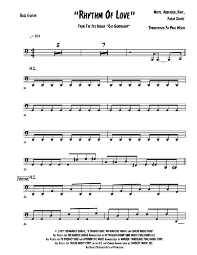 Rhythm Of Love (arr. P Welsh)