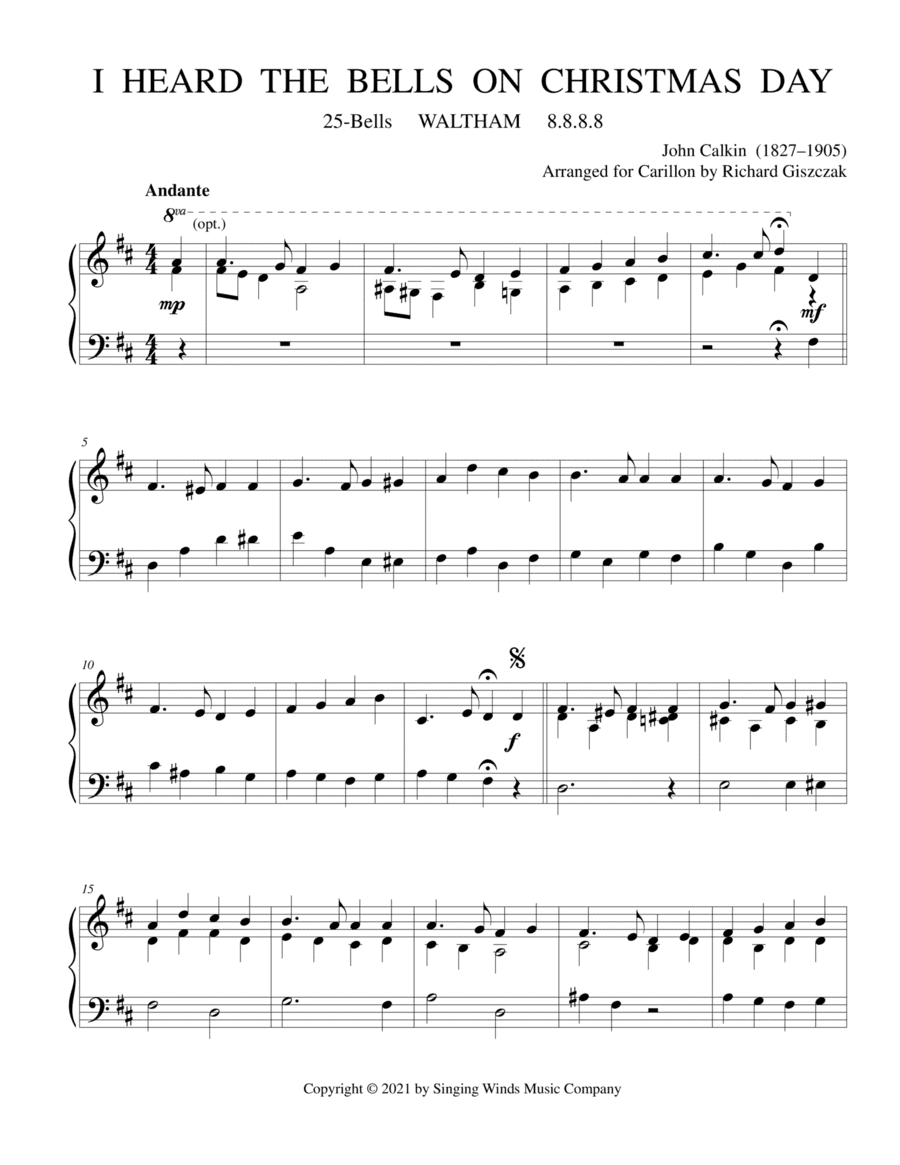 25B. I Heard the Bells on Christmas Day (WALTHAM) (arr. Richard Giszczak)