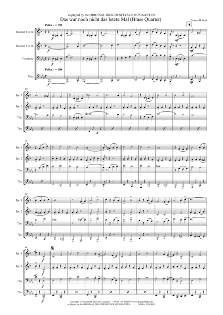 Das war noch nicht das letzte Mal - German Polka - Oktoberfest - Brass Quartet