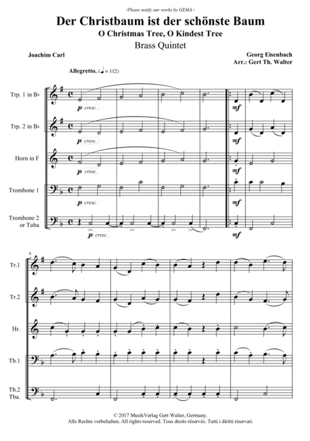 O Christmas Tree, O Kindest Tree (arr. Gert Th. Walter)